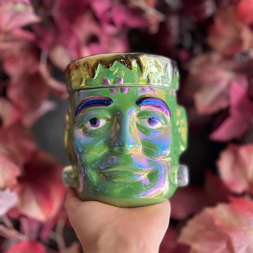 ✨NEW🧟‍♂️Martha Stewart Pearlescent Ceramic Frakenstein Candle🕯️